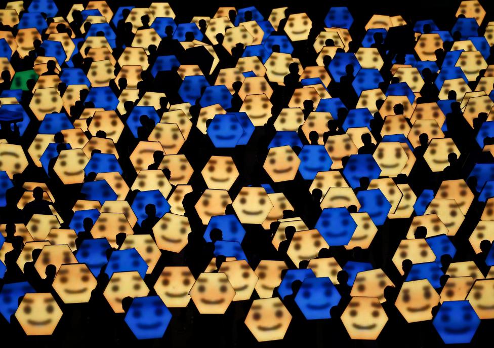 Actors perform during the closing ceremony of the 1st European Games in Baku